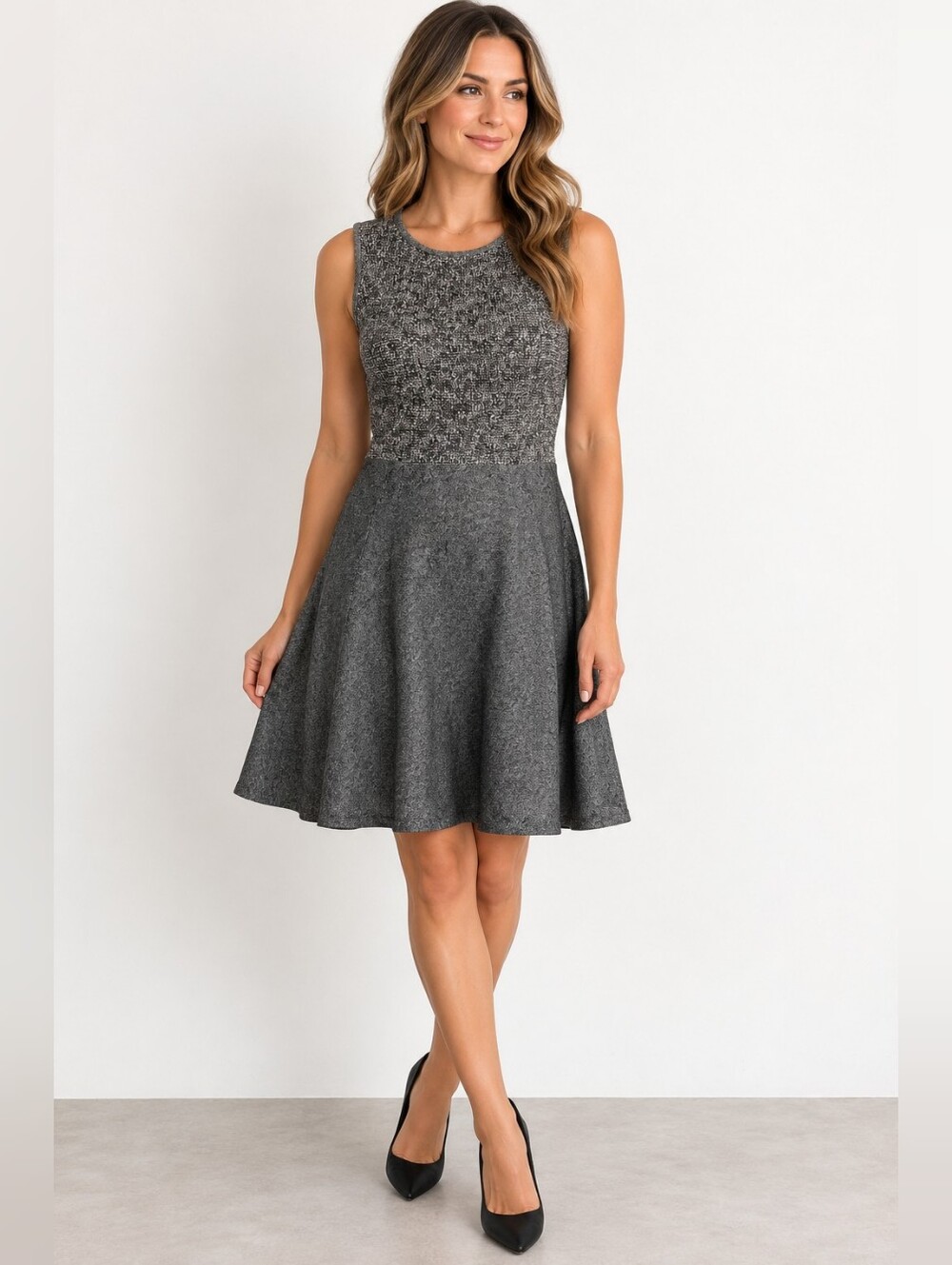 Brooks Brothers Size 10 Wool Silk Blend Metallic Knit Fit & Flare Dress
